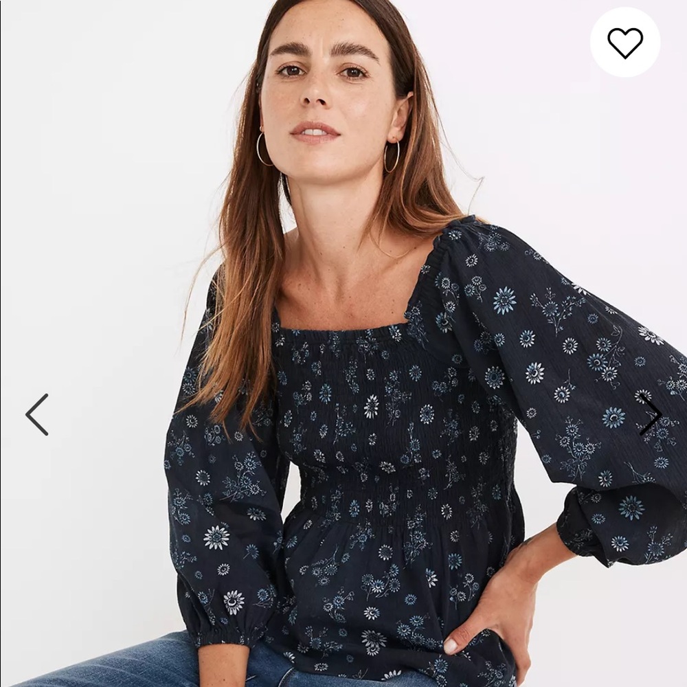 Madewell Lucie Smocked Peplum Top in Cottage Floral NWT